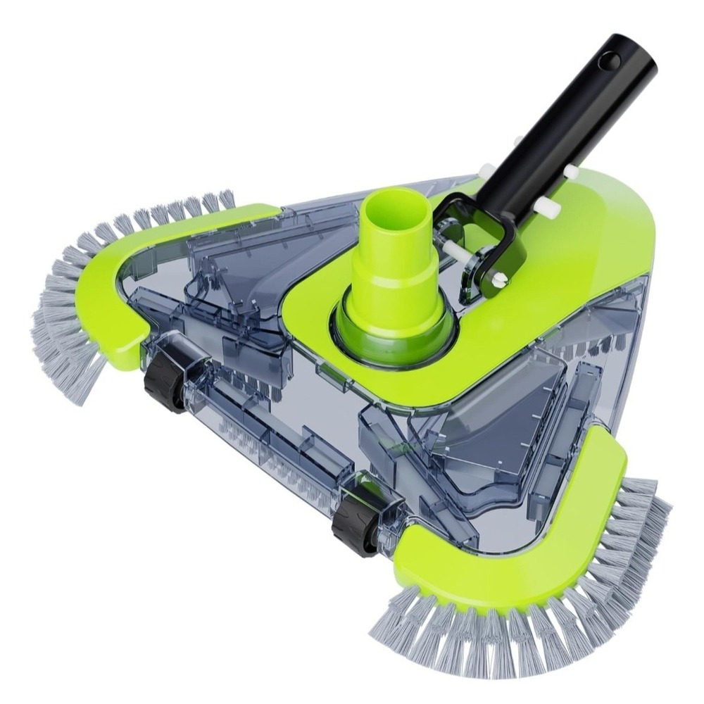 Upgrade Pool Vacuum Head with Wheels & Side Brushes, Universal Rotatable Hose